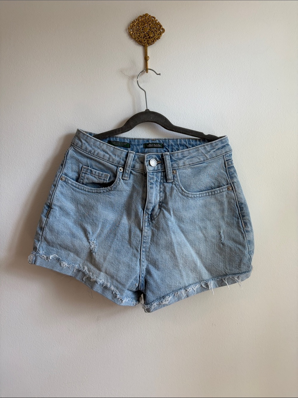 Wild Fable Light Blue High-Rise Rolled Cuff Distressed Jean Shorts